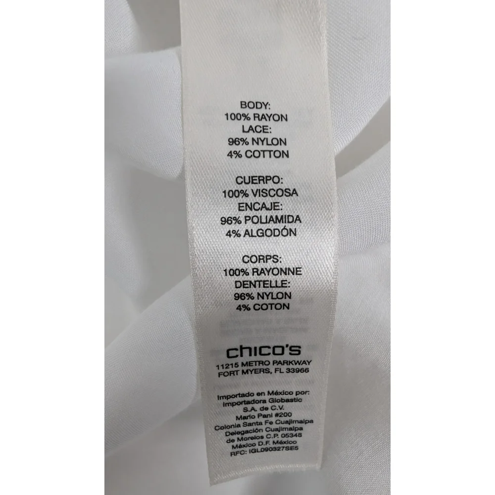 Chico's Lace Crochet High Low Tunic White Sz XL Boho Peasant Beachy - Picture 8 of 11